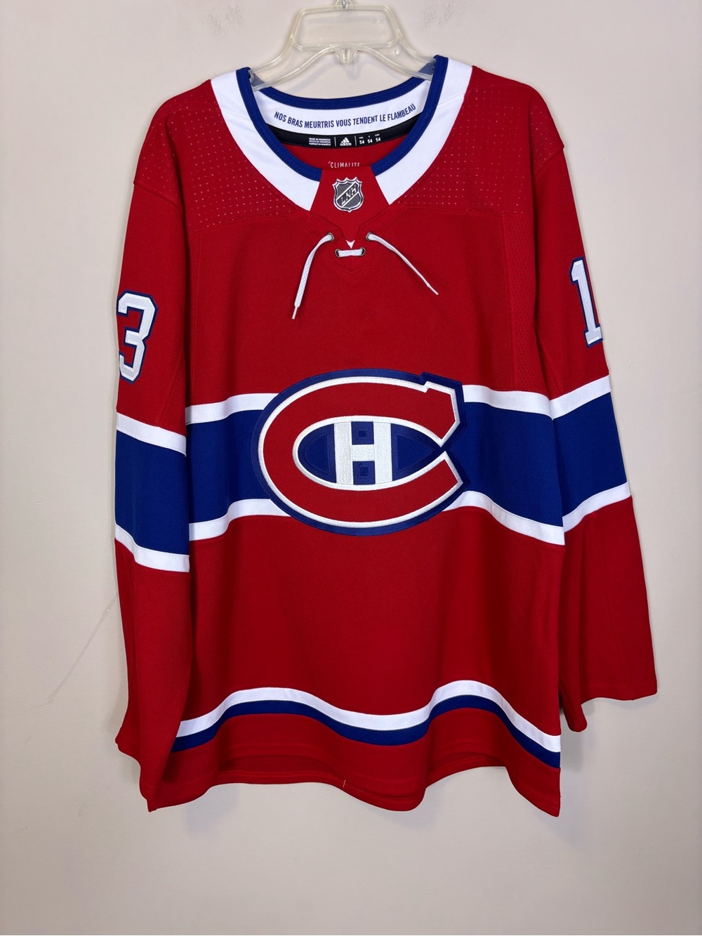 adidas Red Montreal Domi #13Canadiens Hockey Jersey with Blue-White Striping XL